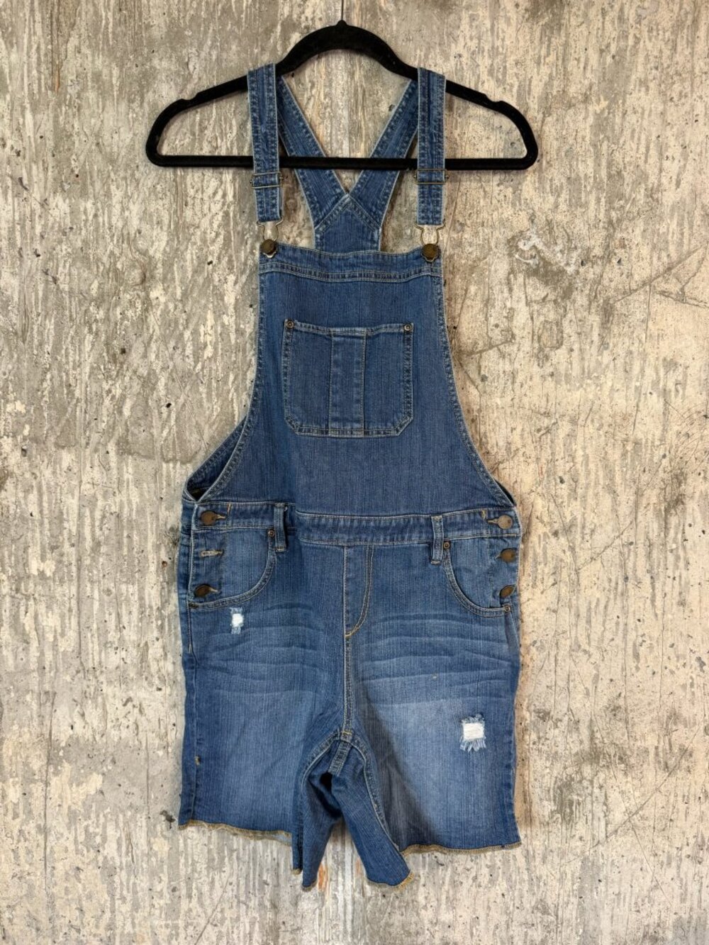 NEW YORK & COMPANY Women's Short Denim Overalls Size M